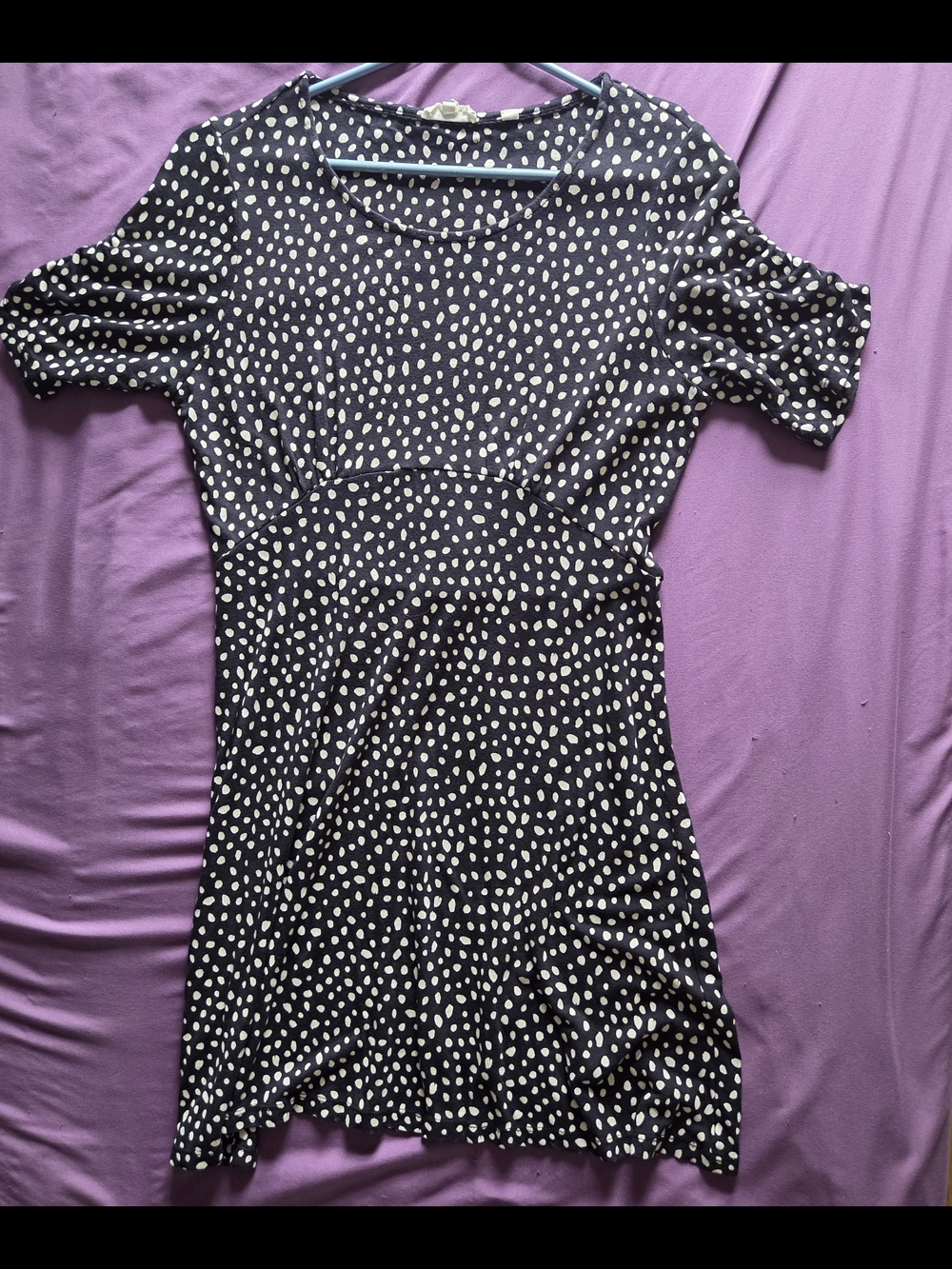 Fat Face Black Dress with White Spot Print